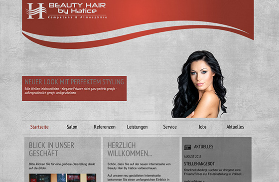 Screendesign der Website von Beauty Hair by Hatice Screendesign der Website von Beauty Hair by Hatice